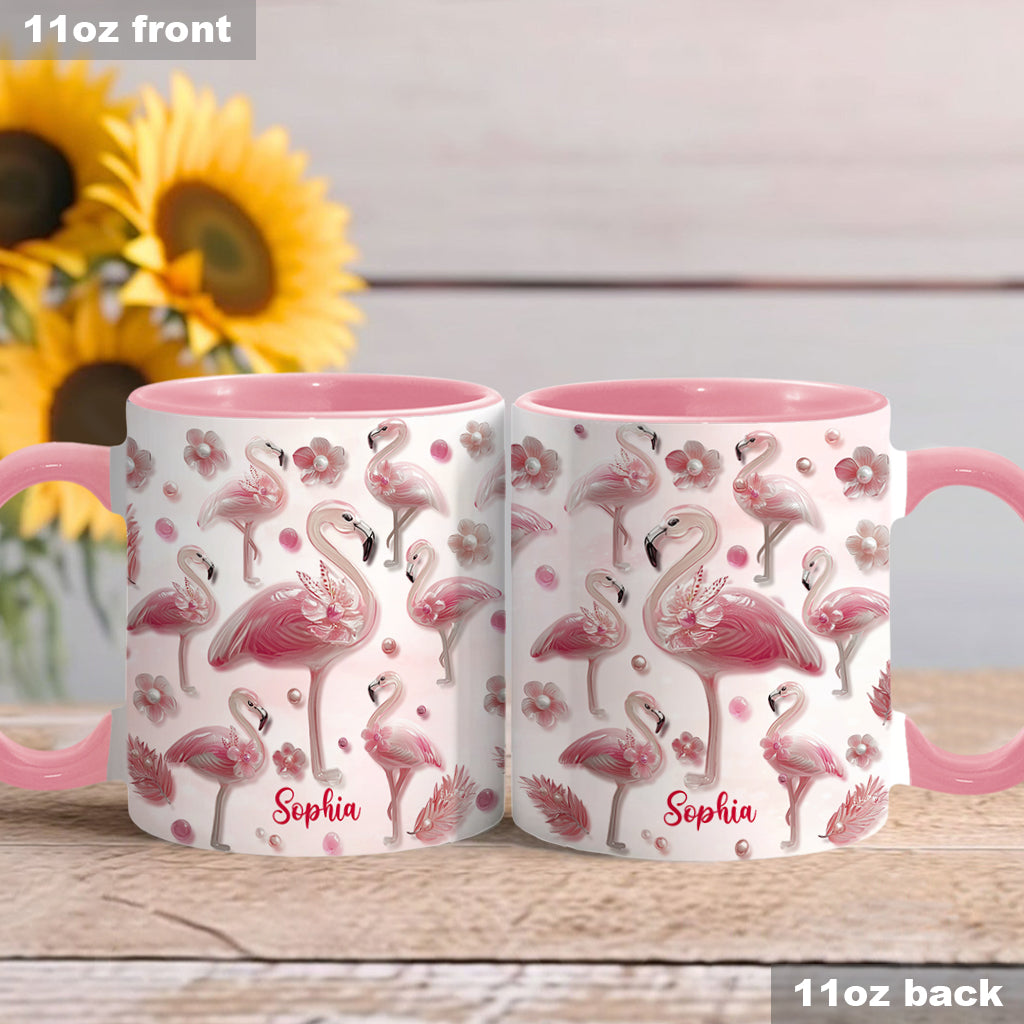 Crystal Pink Flamingo - Personalized Flamingo Accent Mug