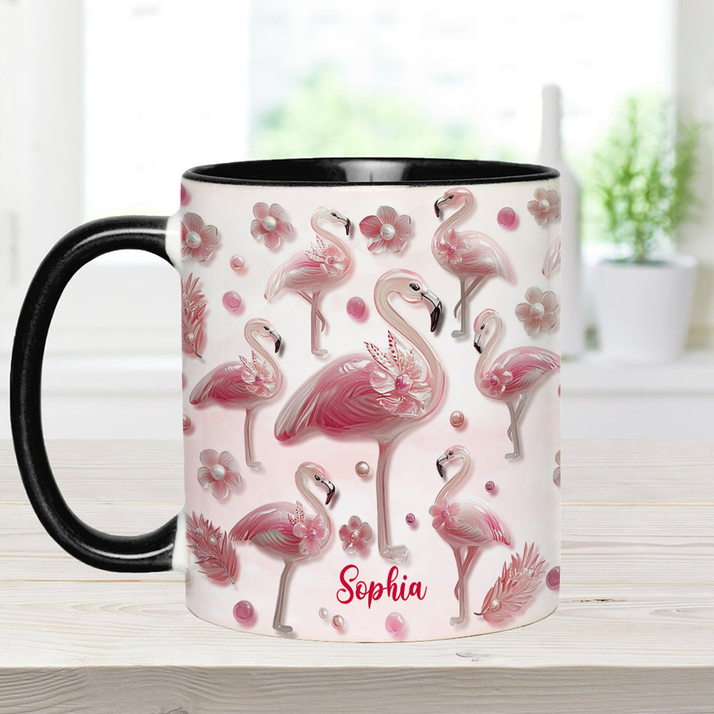 Crystal Pink Flamingo - Personalized Flamingo Accent Mug