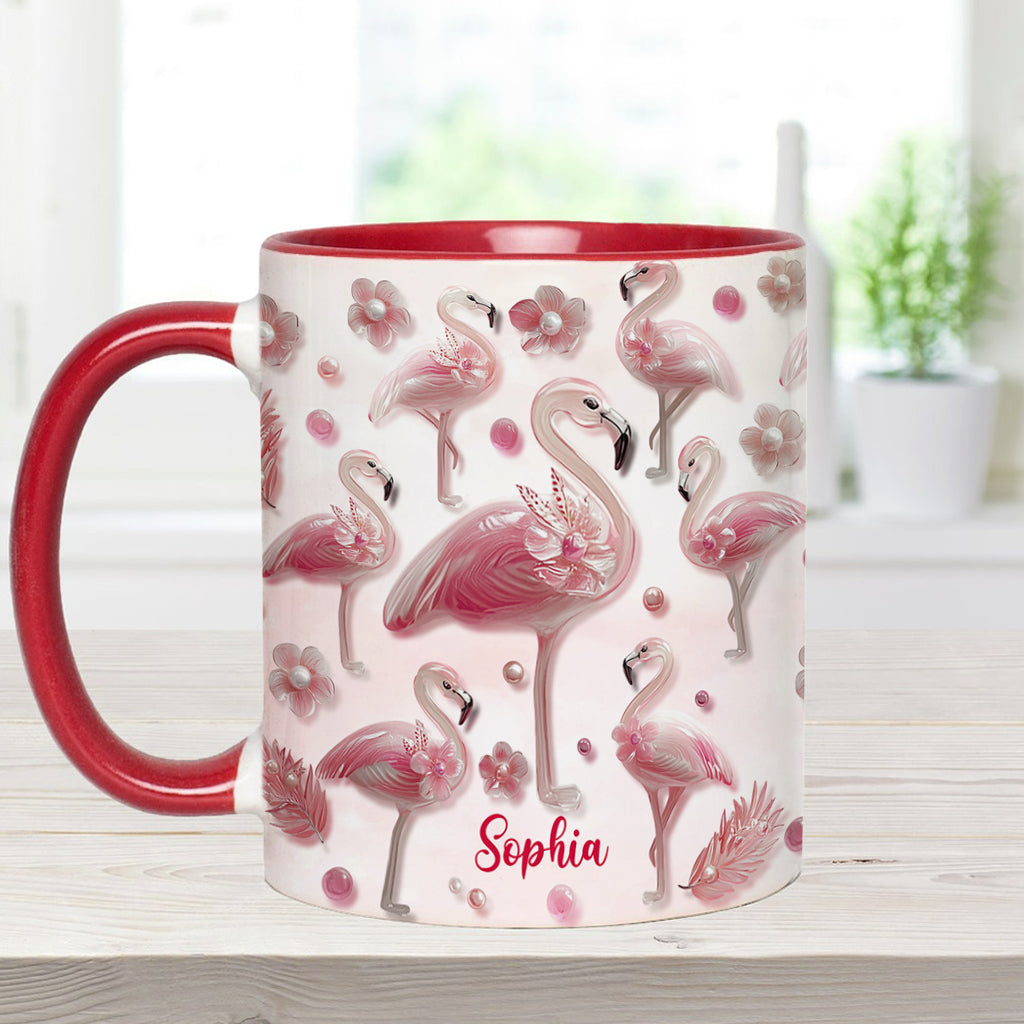 Crystal Pink Flamingo - Personalized Flamingo Accent Mug