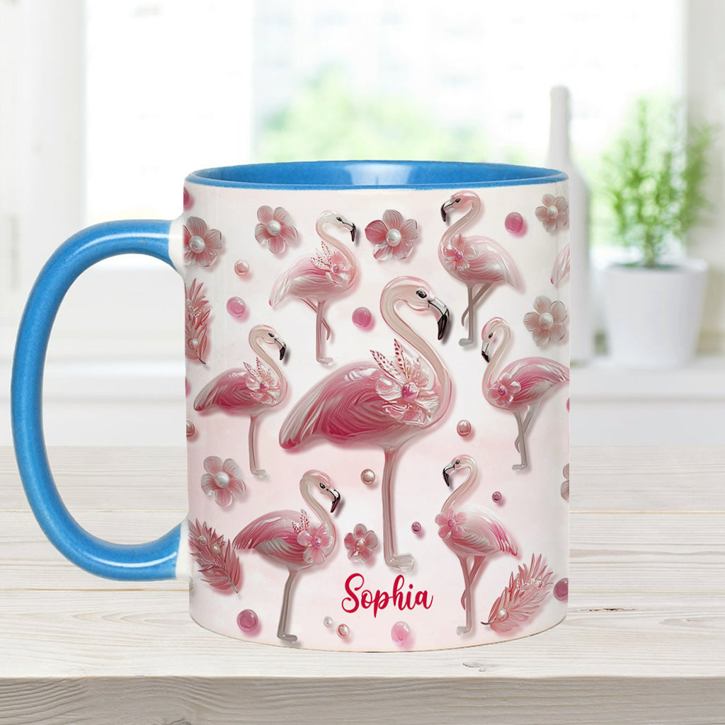Crystal Pink Flamingo - Personalized Flamingo Accent Mug