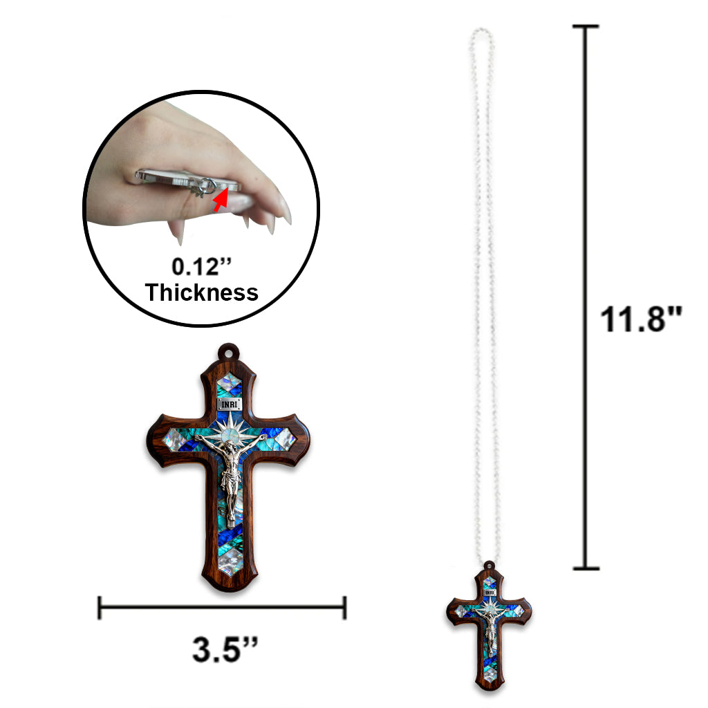 Mon Jésus bénit nos chemins - Ornement de voiture chrétien personnalisé