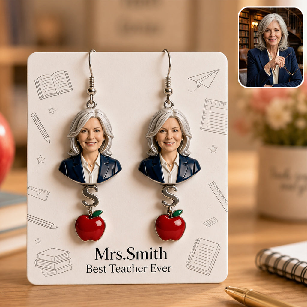 Best Teacher Ever - Personalized Teacher Earrings With Card