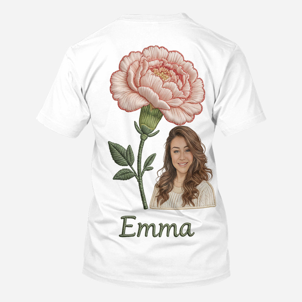 T-shirt personnalisé avec photo et fleur pour votre anniversaire - T-shirt « Amour de soi »