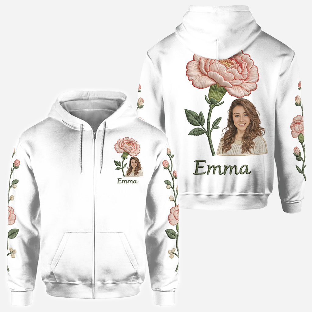 T-shirt personnalisé avec photo et fleur pour votre anniversaire - T-shirt « Amour de soi »