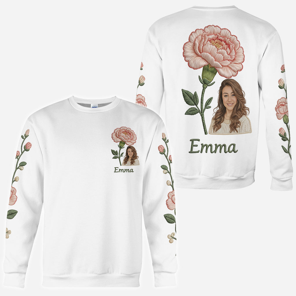 T-shirt personnalisé avec photo et fleur pour votre anniversaire - T-shirt « Amour de soi »