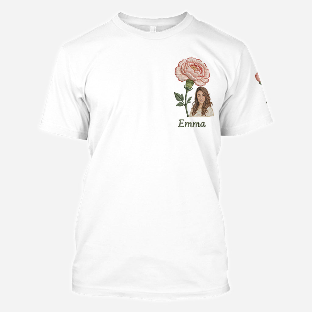 T-shirt personnalisé avec photo et fleur pour votre anniversaire - T-shirt « Amour de soi »