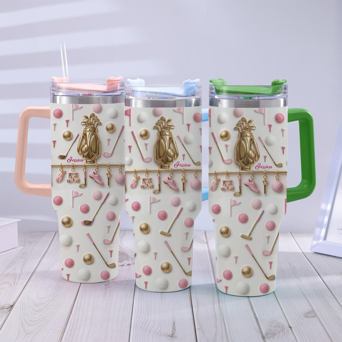 Vivez l'amour du golf - Gobelet de golf personnalisé avec poignée