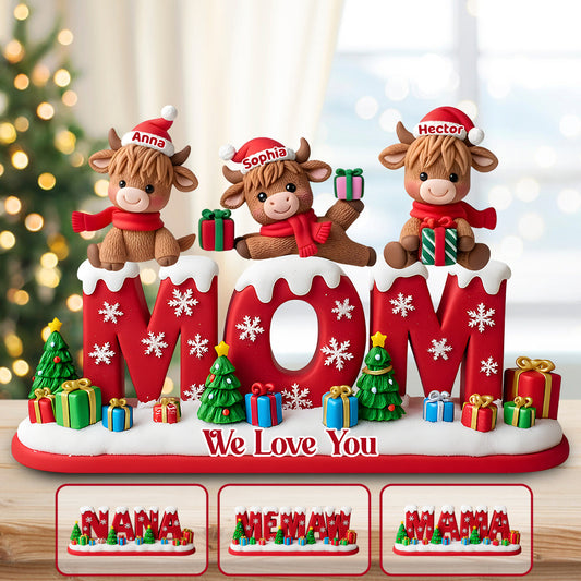 Cadeau de Noël « On t’aime » pour maman, grand-mère… - Plaque acrylique personnalisée « Maman » en forme de carte de vœux