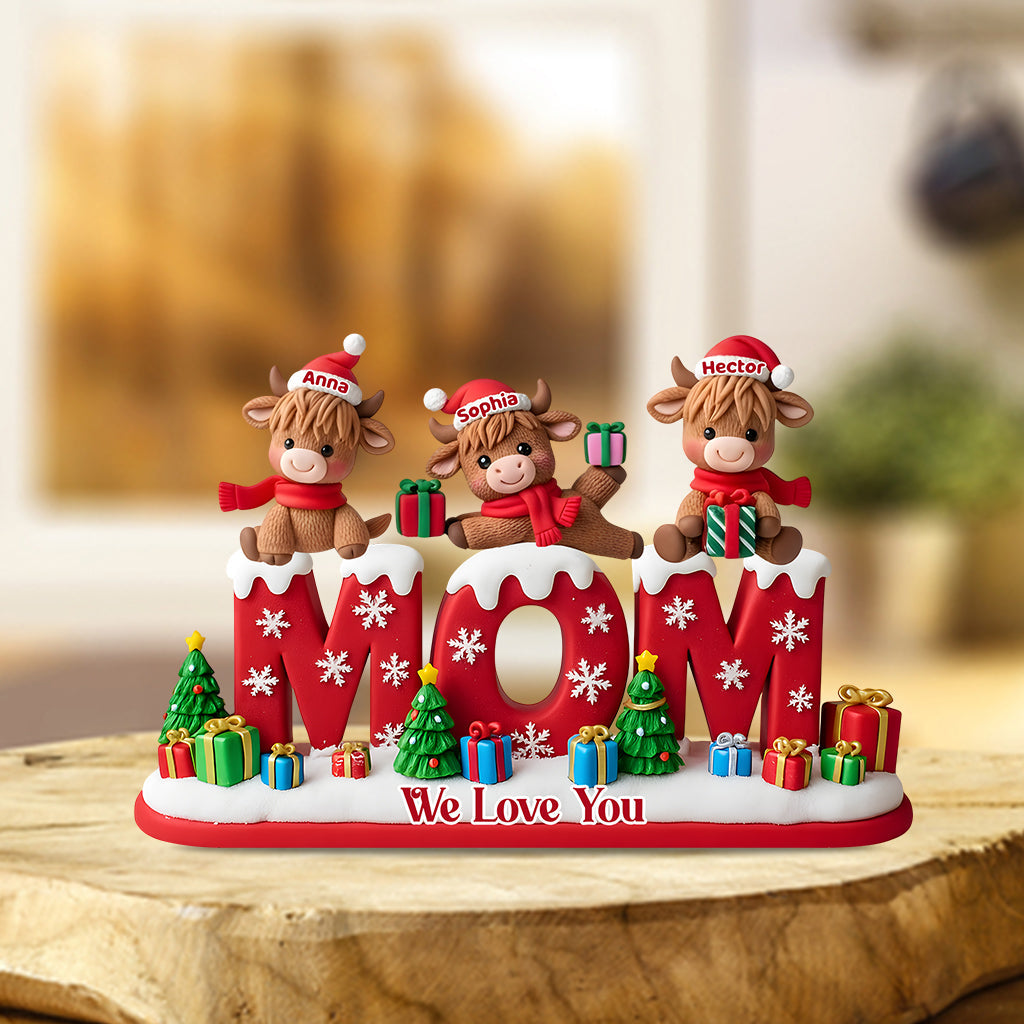 Cadeau de Noël « On t’aime » pour maman, grand-mère… - Plaque acrylique personnalisée « Maman » en forme de carte de vœux
