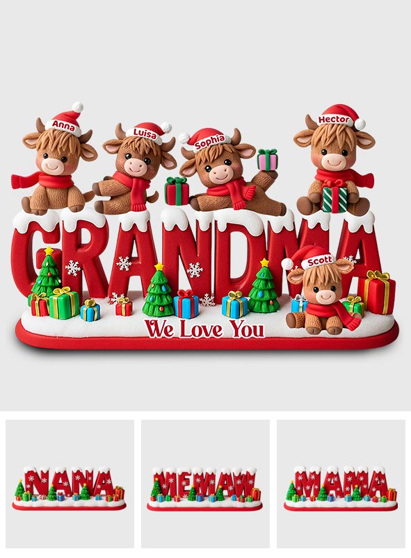 Cadeau de Noël « On t’aime » pour maman, grand-mère… - Plaque acrylique personnalisée « Maman » en forme de carte de vœux