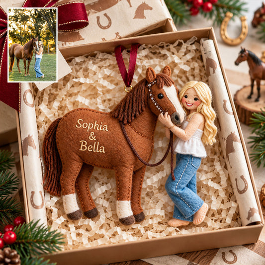 Horse & Owner Christmas - Personalized Horse Plush Ornament