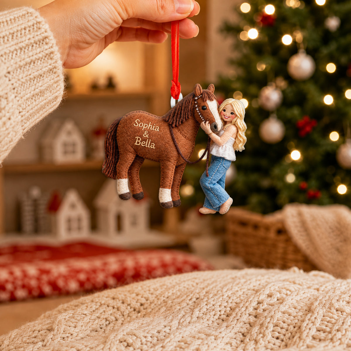 Horse & Owner Christmas - Personalized Horse Plush Ornament