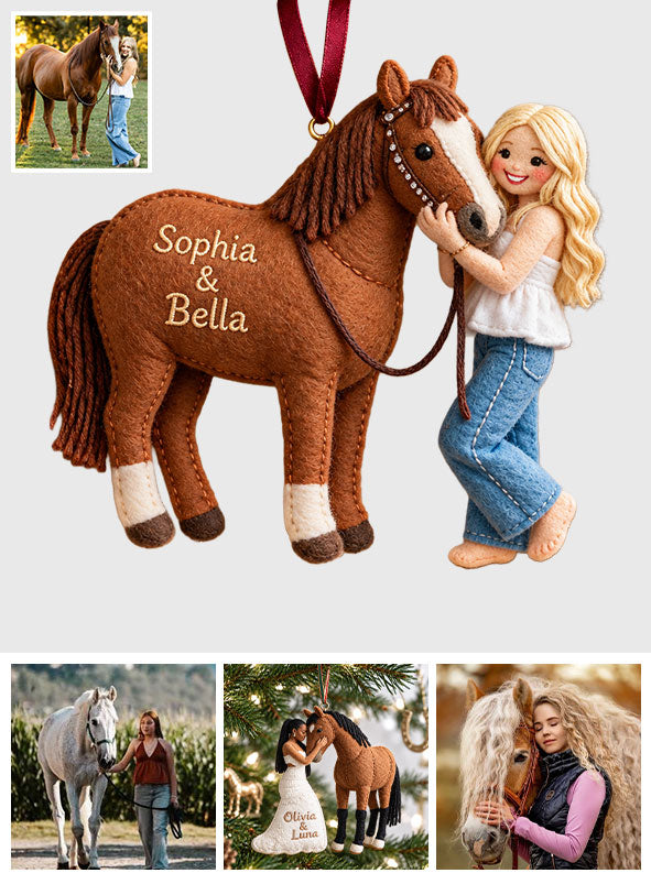 Horse & Owner Christmas - Personalized Horse Plush Ornament
