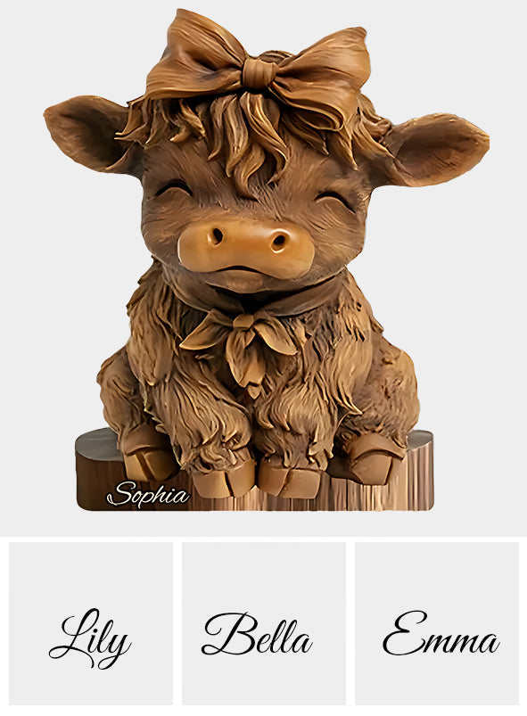 Vache des Highlands mignonne - Plaque acrylique personnalisée en forme de vache des Highlands
