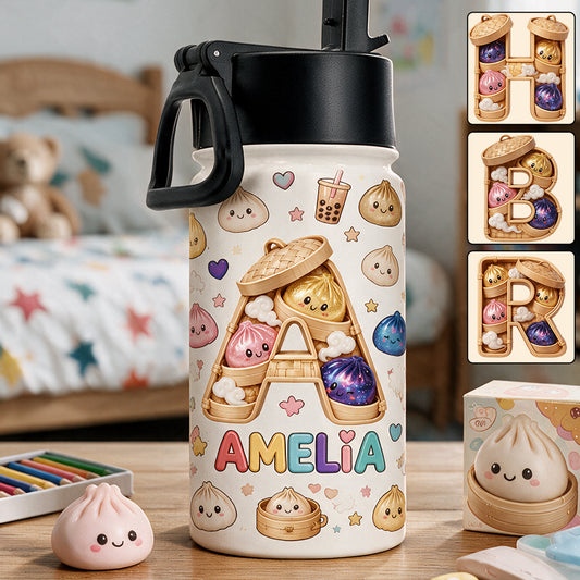 Cute & Fun Dumpling Alphabet For Kid - Personalized Kid Kids Water Bottle