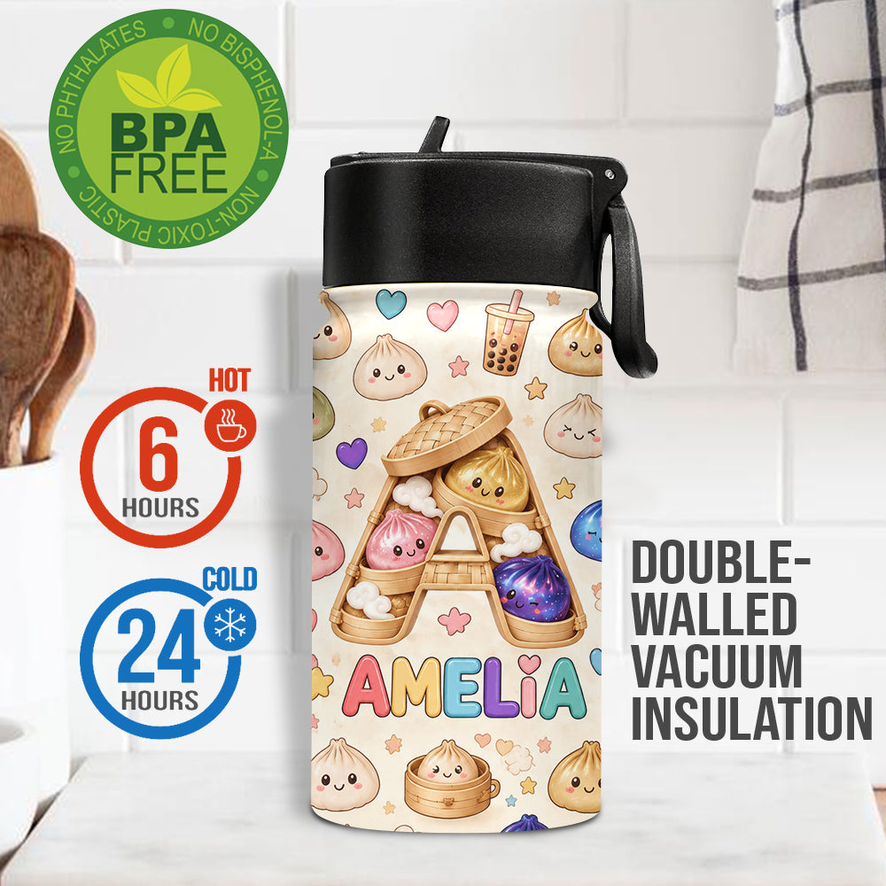 Bouteille d'eau personnalisée pour enfants - Alphabet Dumpling mignon et amusant