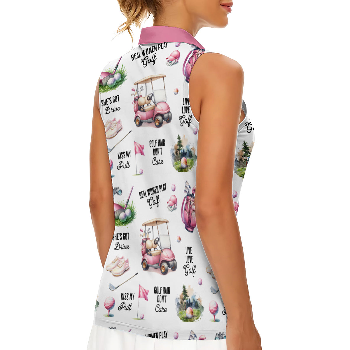 Real Women Play Golf - Personalized Golf Sleeveless Polo Shirt