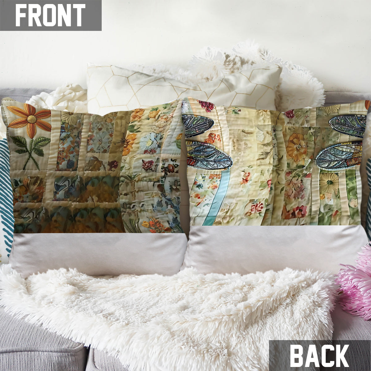 Adorable coussin décoratif libellule personnalisé