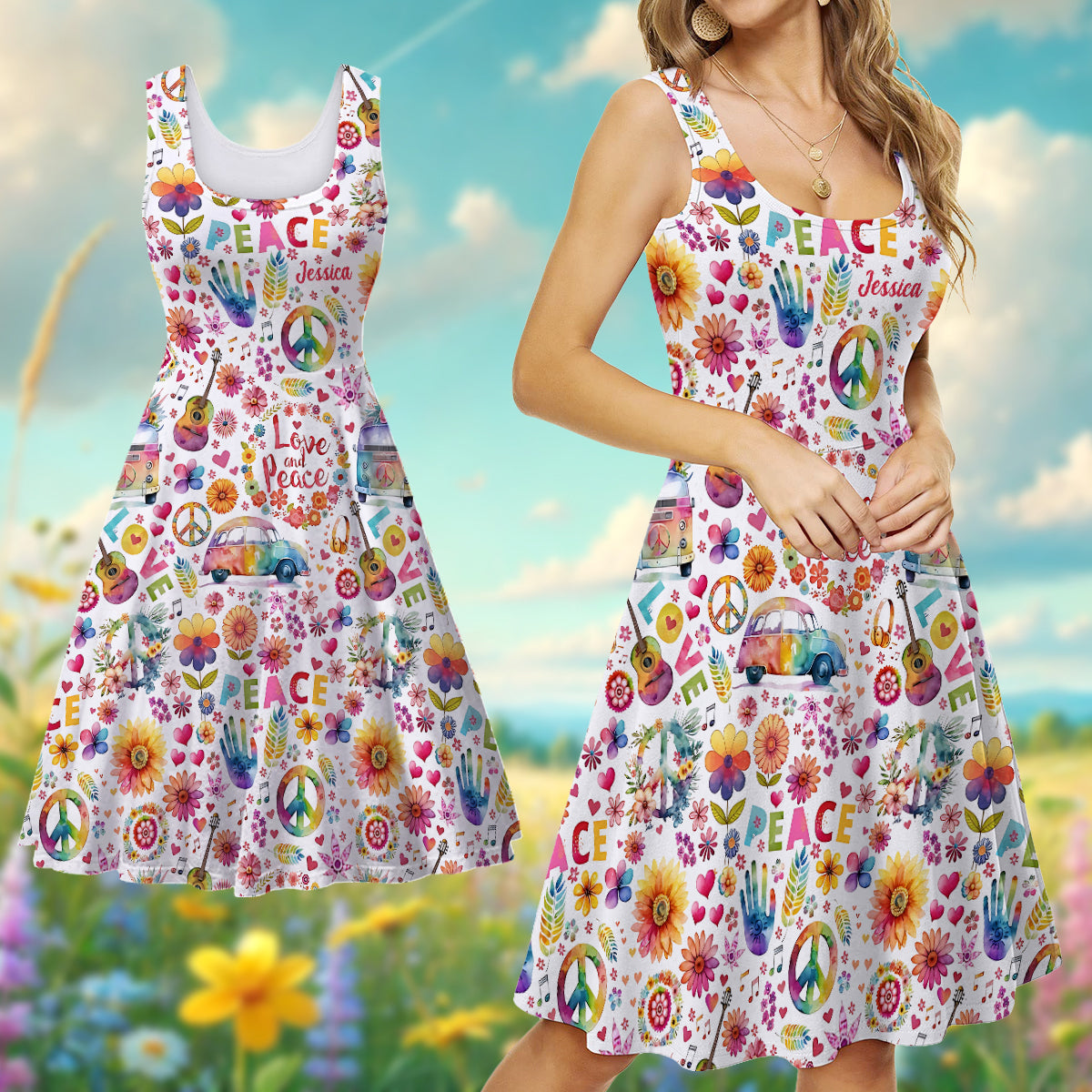 Hippie Soul - Personalized Hippie Sleeveless Dress