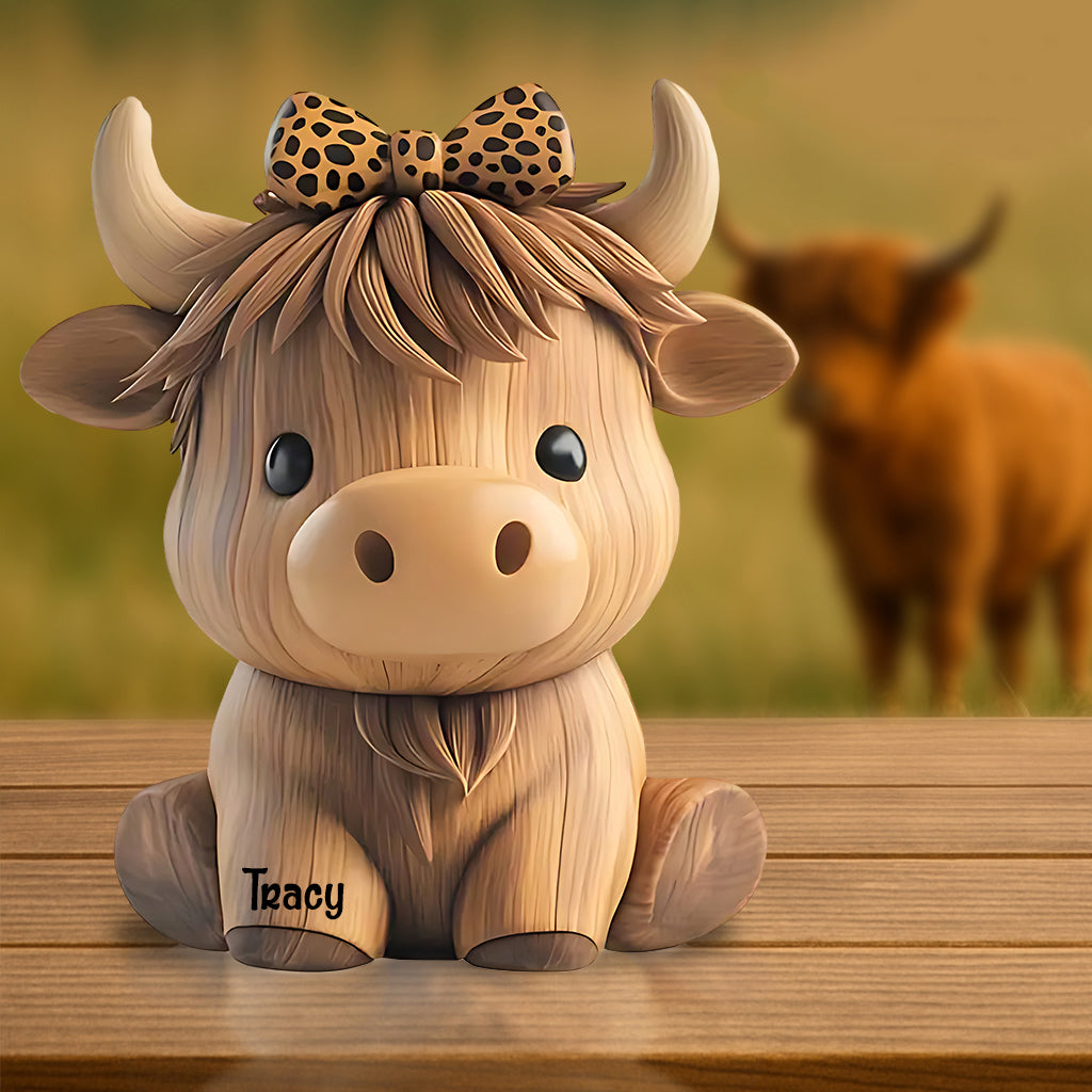 Vache des Highlands mignonne - Plaque acrylique personnalisée en forme de vache des Highlands