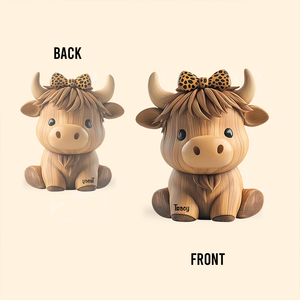 Vache des Highlands mignonne - Plaque acrylique personnalisée en forme de vache des Highlands