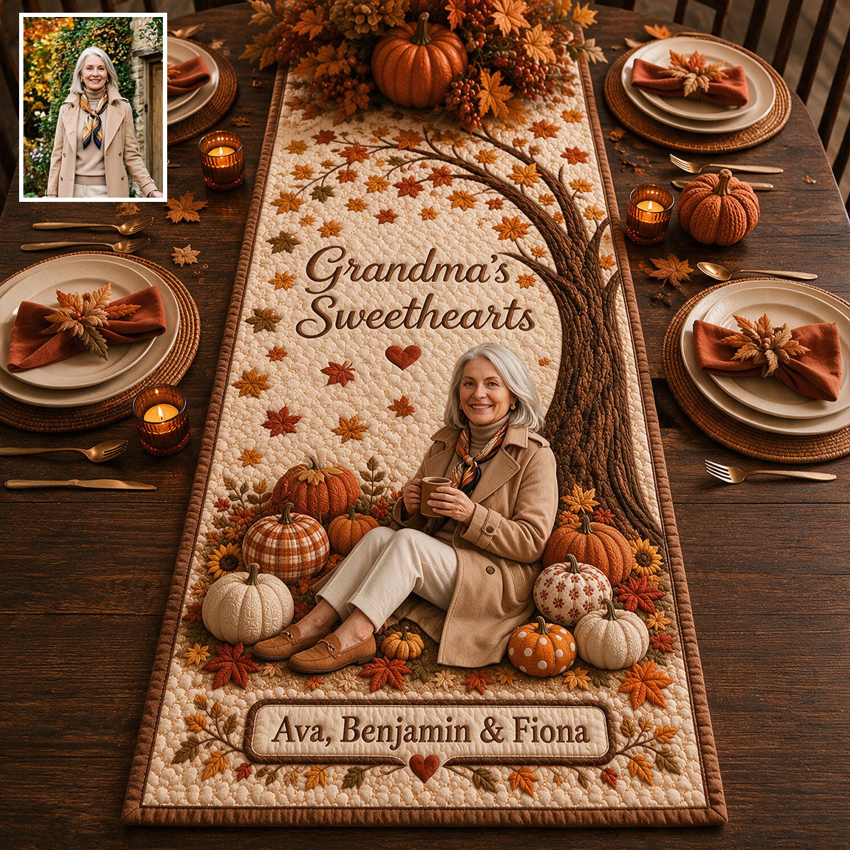 Grandma's House Fall Vibes - Personalized Grandma Table Runner