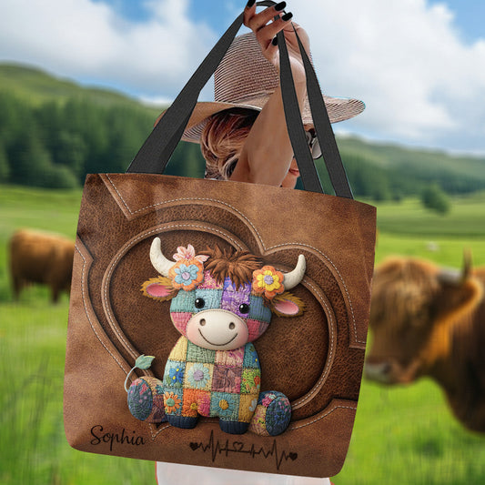 Juste une fille qui aime les vaches des Highlands - Sac fourre-tout personnalisé avec motif vache des Highlands