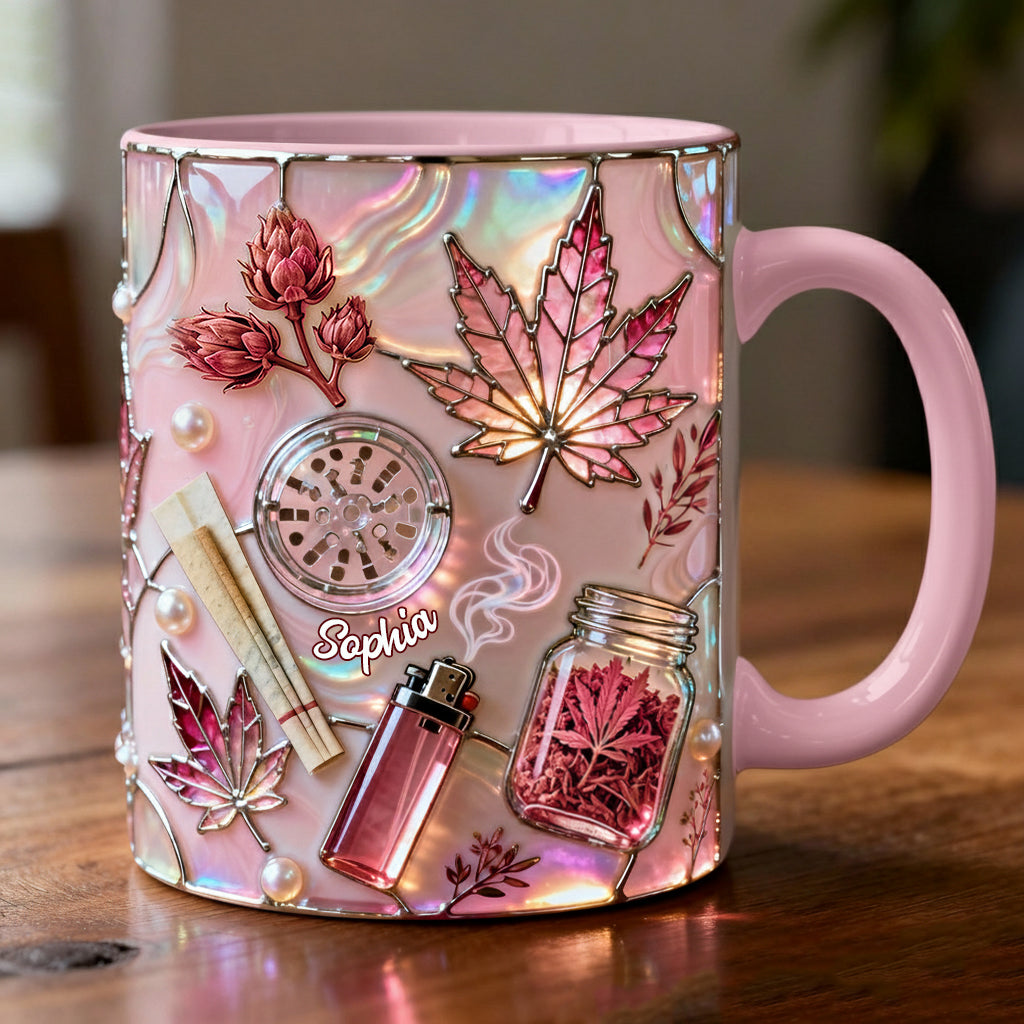 Feuille de magie verte - Mug et sous-verre personnalisés avec motif cannabis
