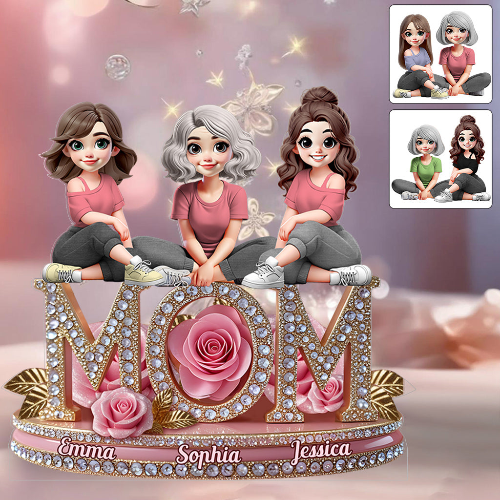 Pink Floral Mom - Personalized Mother Custom Shaped Acrylic Plaque