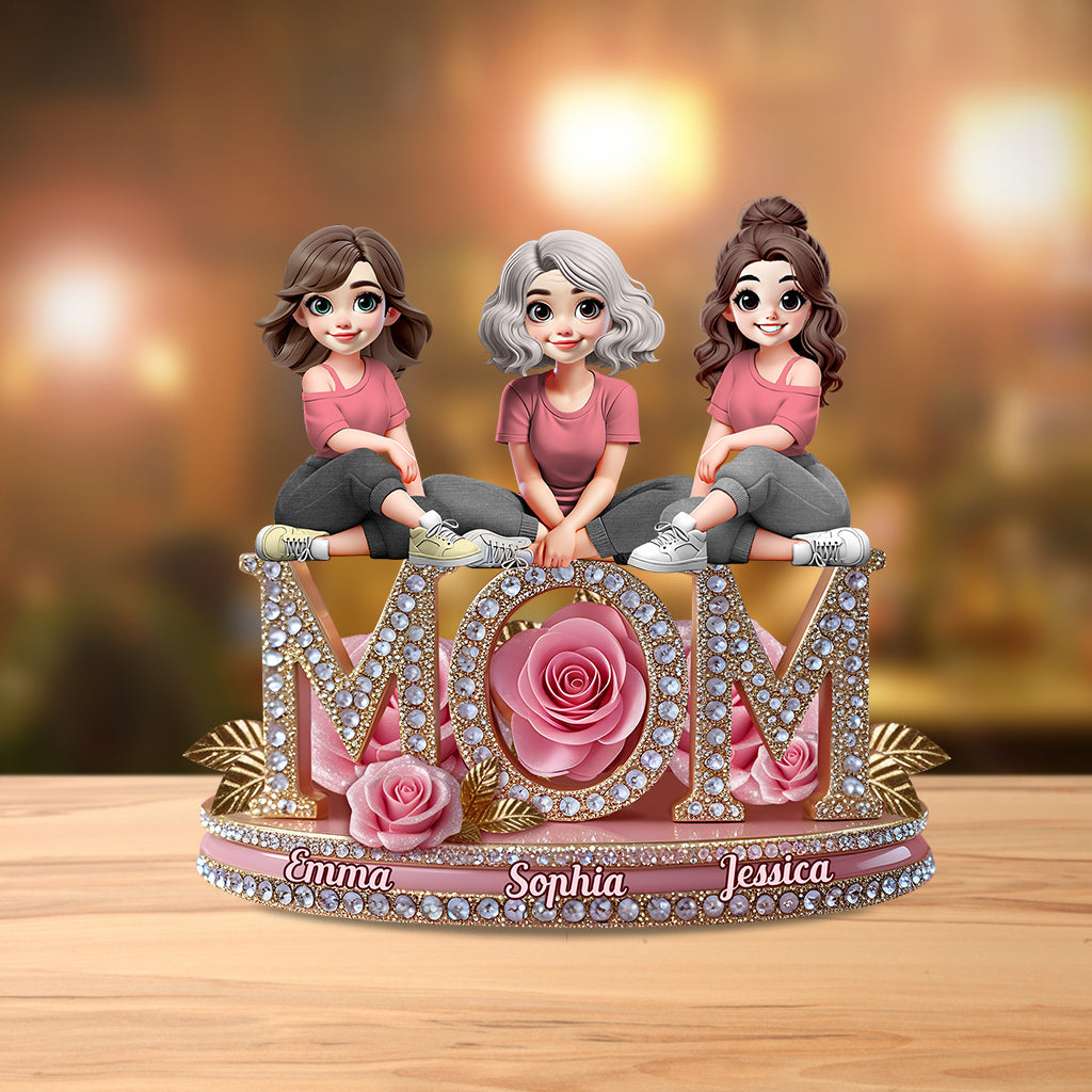 Pink Floral Mom - Personalized Mother Custom Shaped Acrylic Plaque