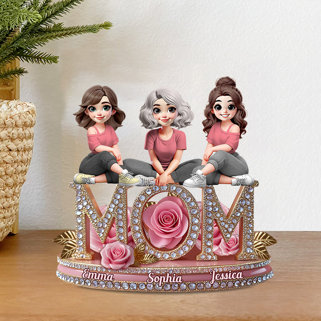 Pink Floral Mom - Personalized Mother Custom Shaped Acrylic Plaque