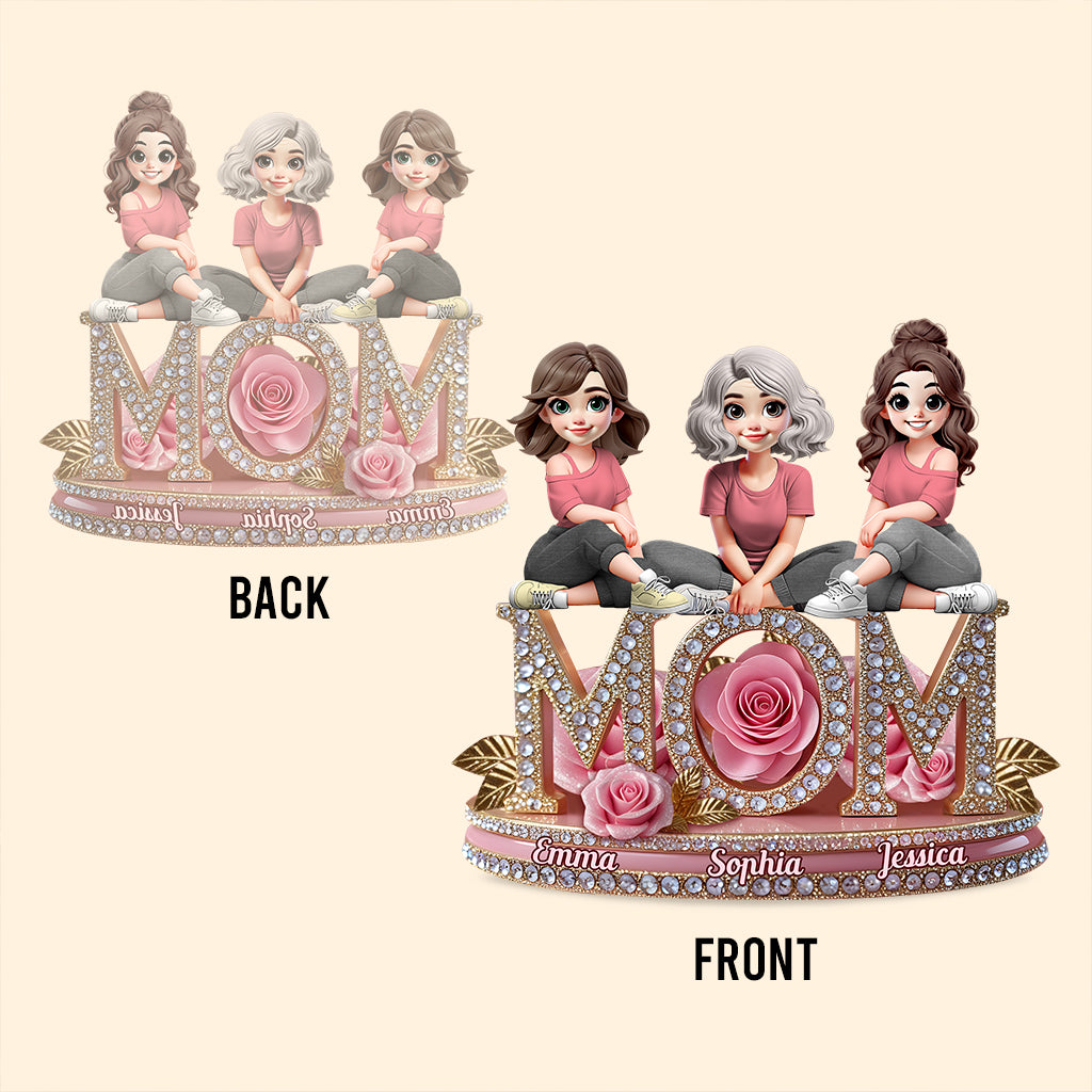 Pink Floral Mom - Personalized Mother Custom Shaped Acrylic Plaque
