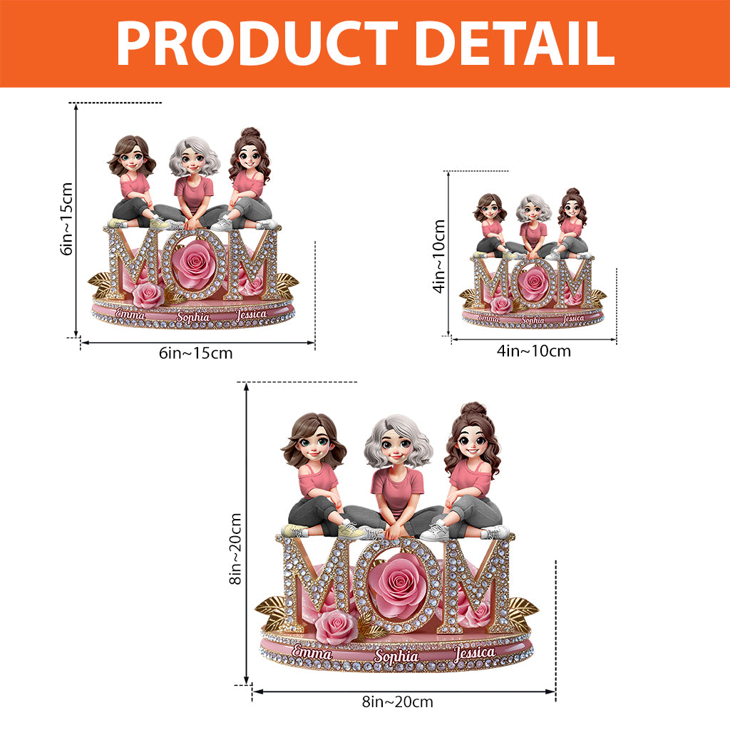 Pink Floral Mom - Personalized Mother Custom Shaped Acrylic Plaque