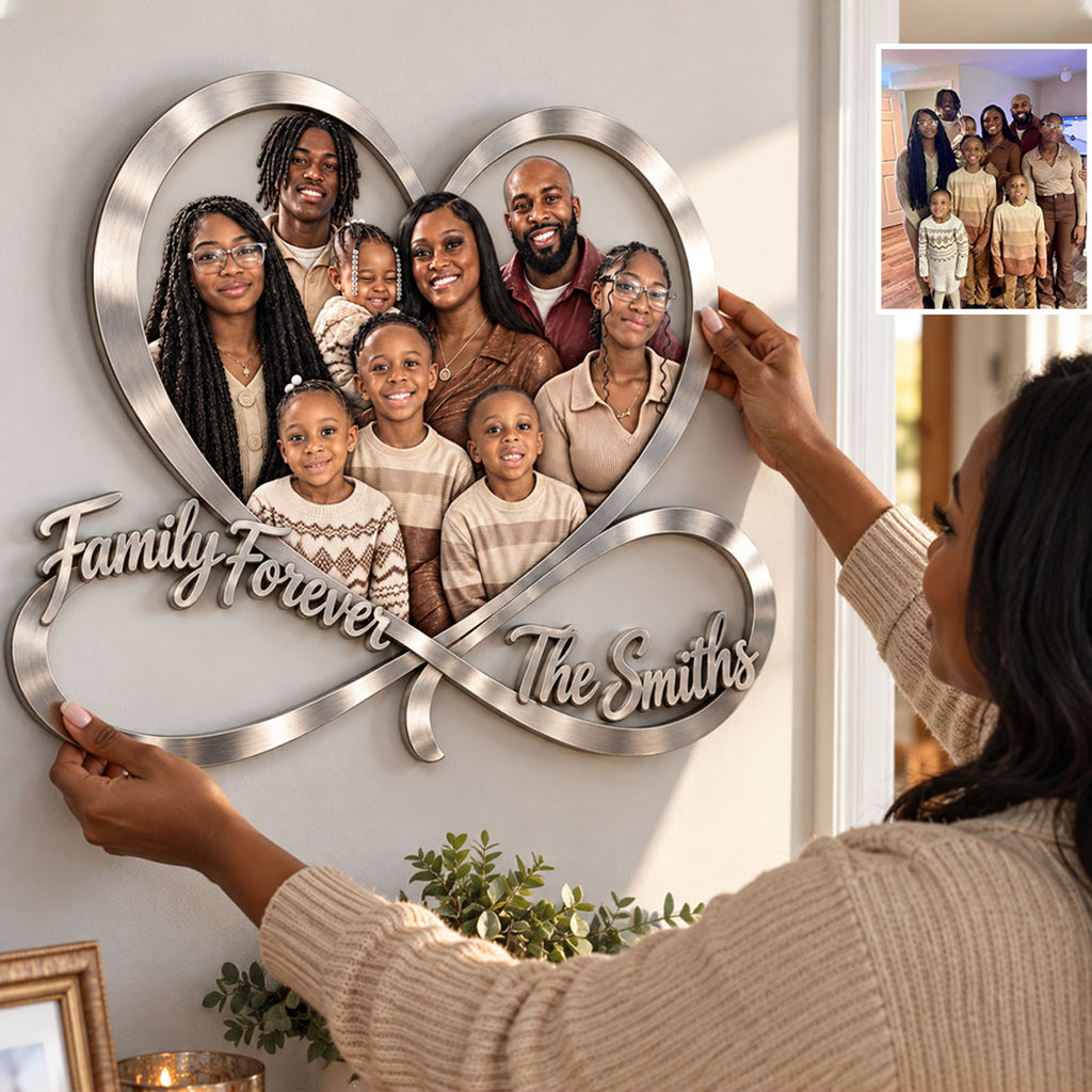 Family Forever - Personalized Family 3D Printed Cut Metal Sign