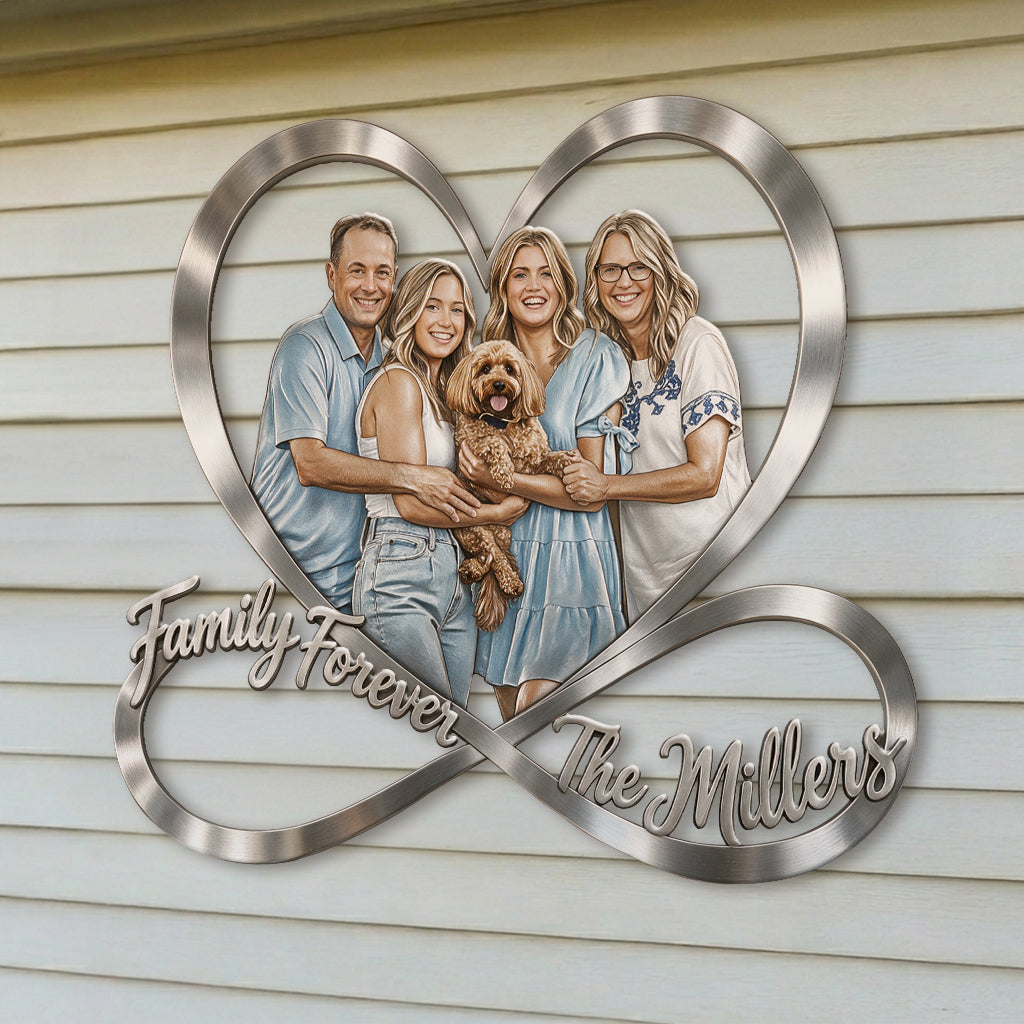 Family Forever - Personalized Family 3D Printed Cut Metal Sign