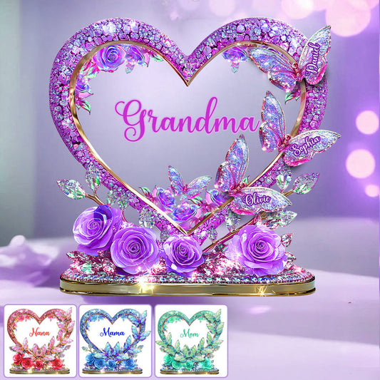 Heureuse d'être appelée Grand-mère Maman - Plaque acrylique personnalisée en forme de grand-mère