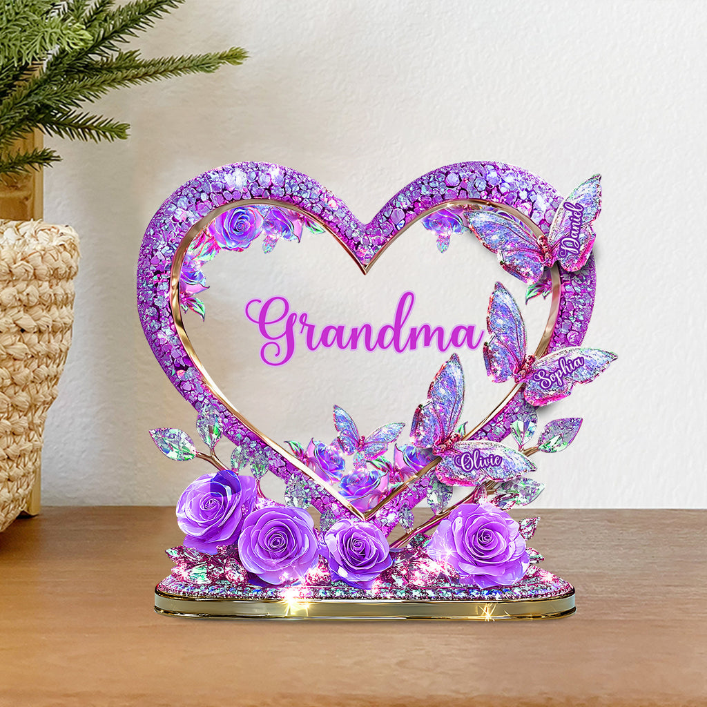 Heureuse d'être appelée Grand-mère Maman - Plaque acrylique personnalisée en forme de grand-mère