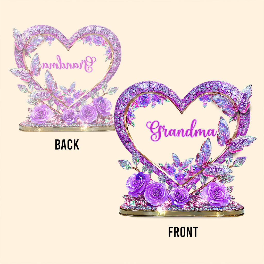 Heureuse d'être appelée Grand-mère Maman - Plaque acrylique personnalisée en forme de grand-mère