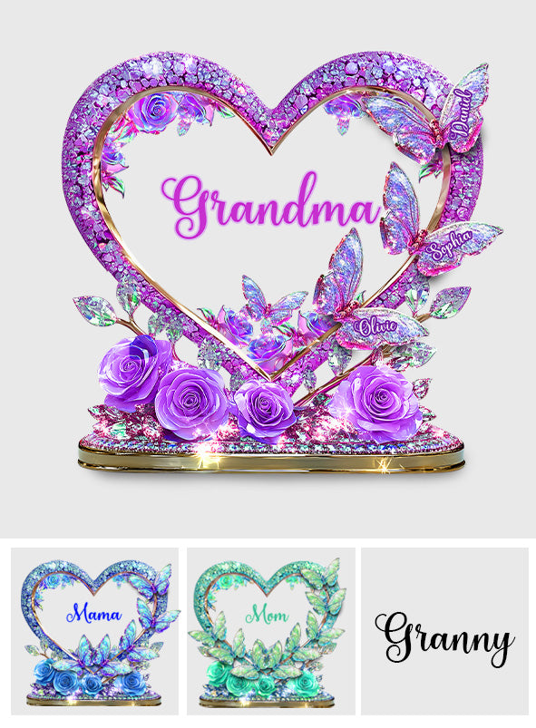Heureuse d'être appelée Grand-mère Maman - Plaque acrylique personnalisée en forme de grand-mère