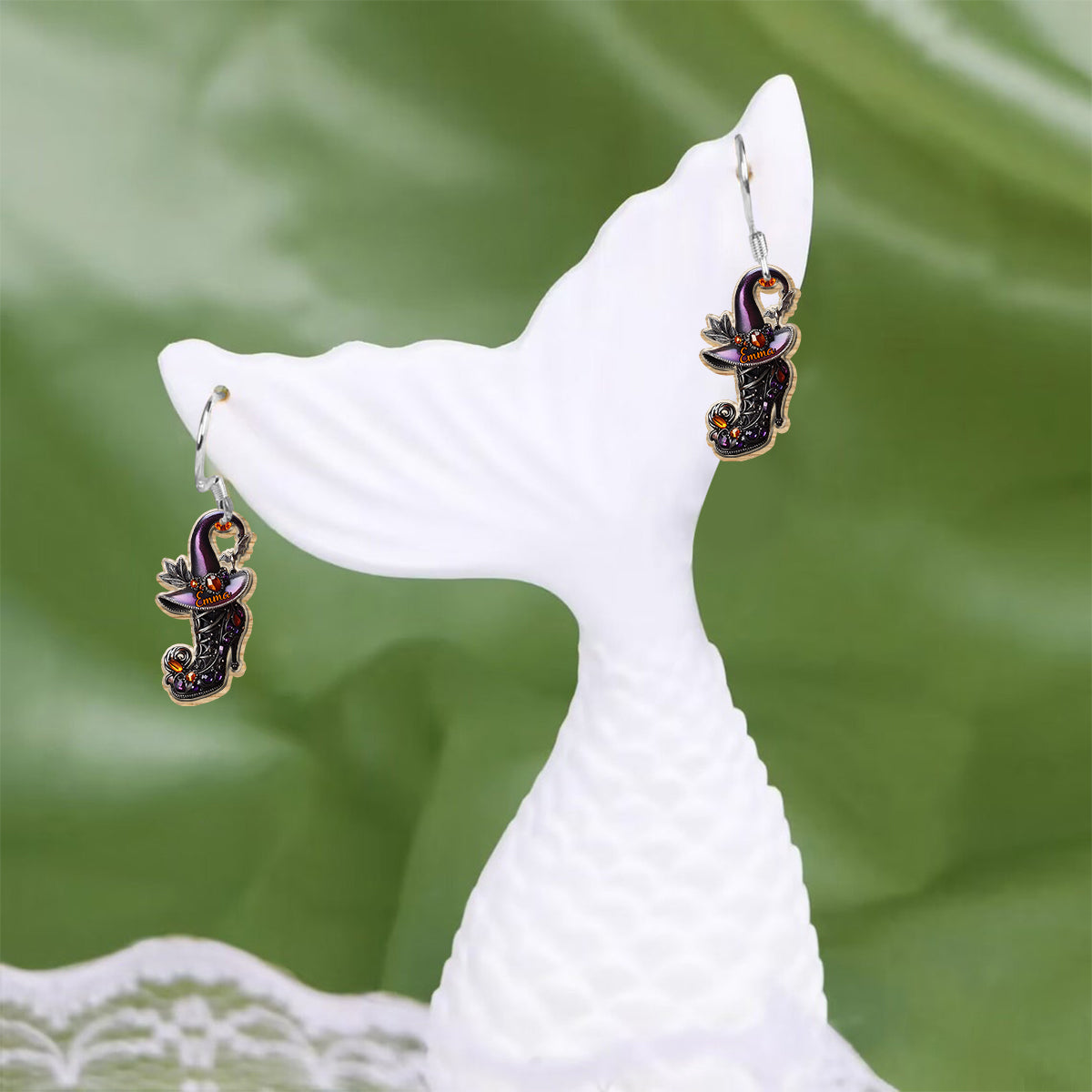 Magnifiques chaussures de sorcière - Boucles d'oreilles de sorcière personnalisées