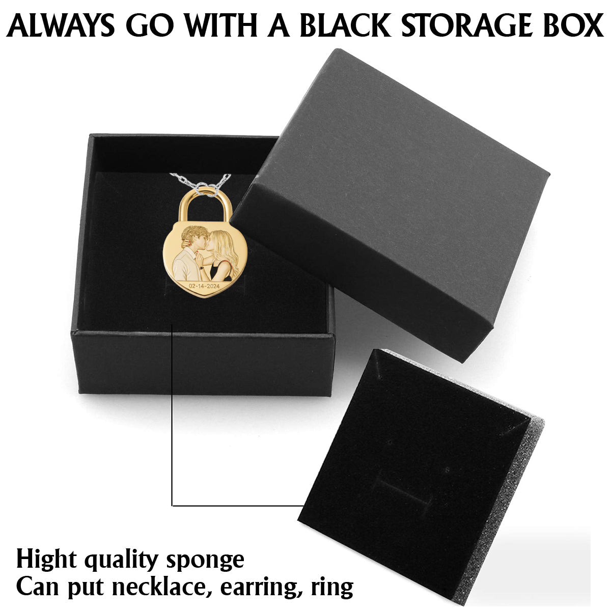 Collier pendentif en métal personnalisé en forme de couple avec cadenas d'amour