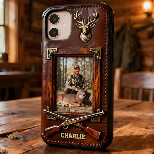 Étui de téléphone en cuir personnalisé « Réussite de chasse »