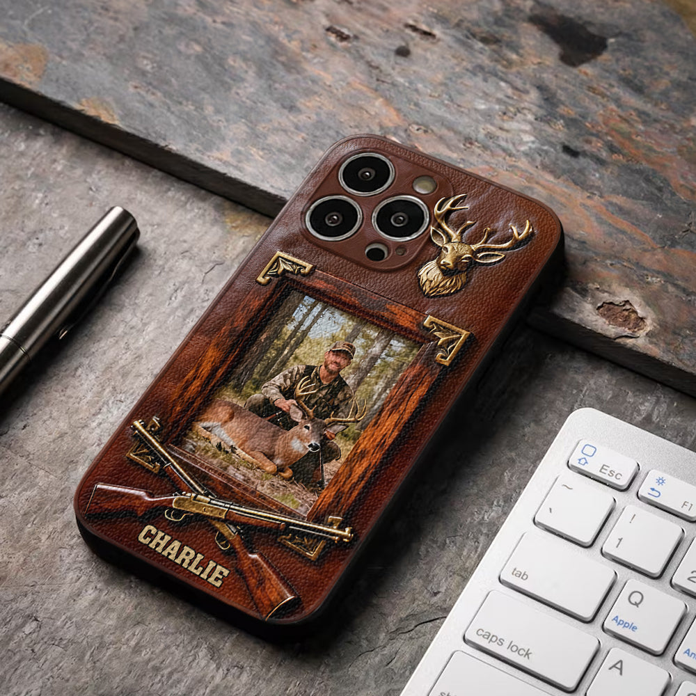 Hunting Achievement - Personalized Hunting Leather Phone Case