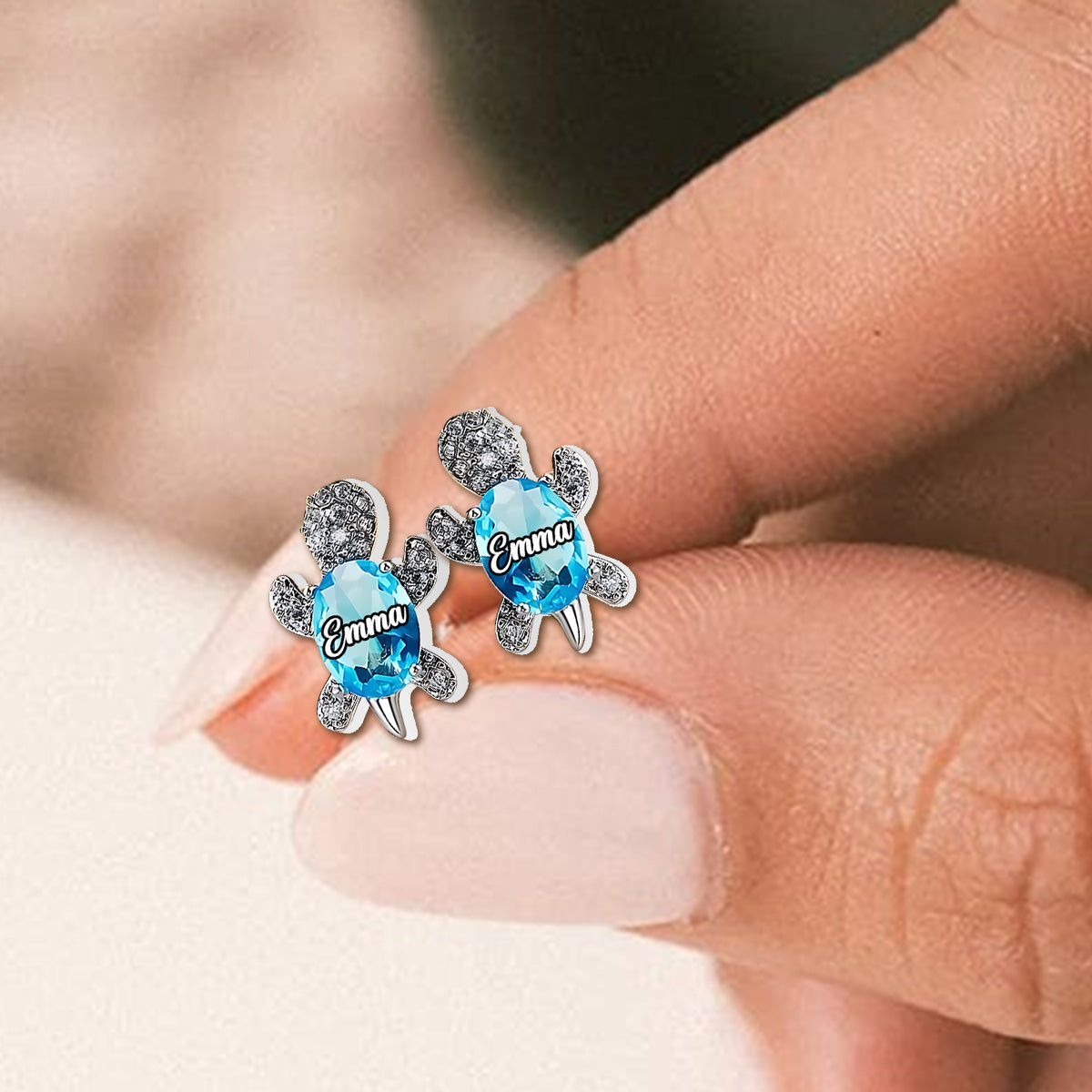 Love Turtle - Personalized Turtle Stud Earrings