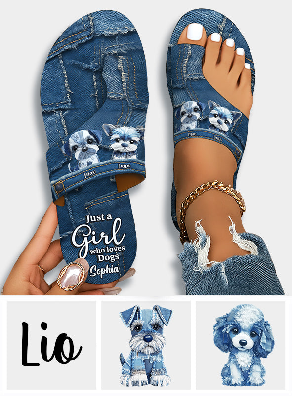 Juste une fille qui aime les chiens – Sandales à bout ouvert personnalisées pour chiens avec soutien de la voûte plantaire