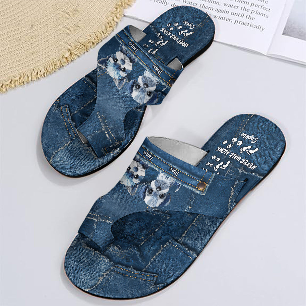 Never Walk Alone - Personalized Dog Open Toe Sandals