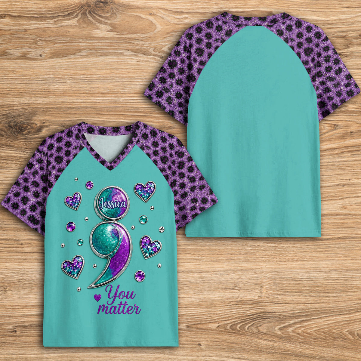 You Matter - Personalized Suicide Prevention Fully Printed V-Neck T-Shirt