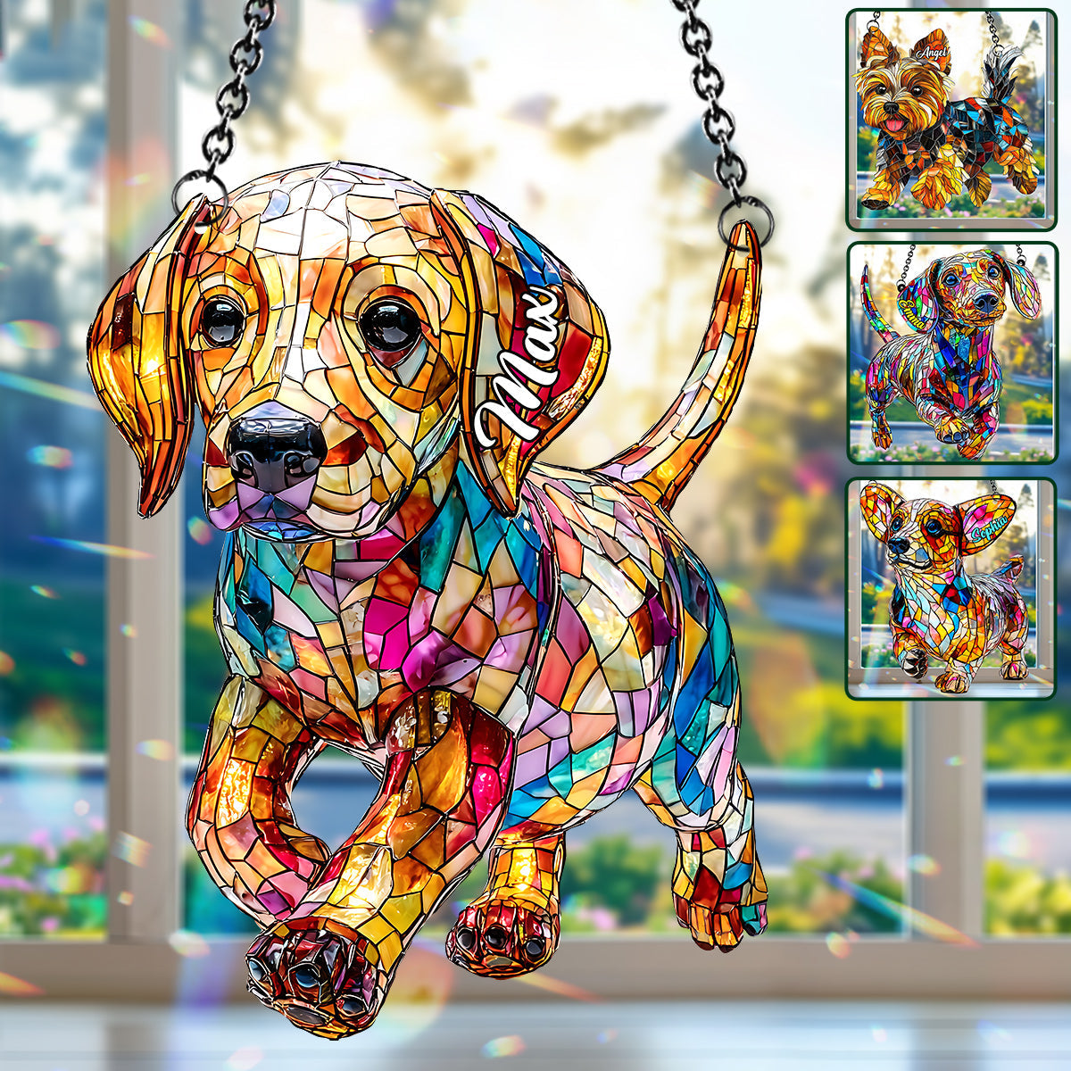 I Love My Dog - Personalized Dog Window Hanging Suncatcher Ornament