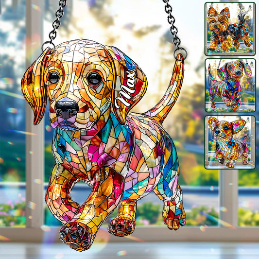 J'aime mon chien - Décoration attrape-soleil personnalisée à suspendre à la fenêtre 