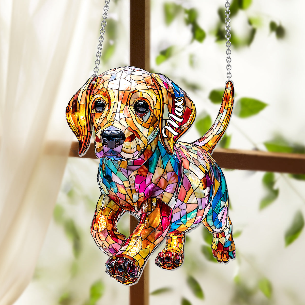 I Love My Dog - Personalized Dog Window Hanging Suncatcher Ornament